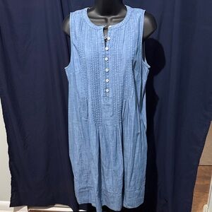 Sleeveless Blue Button-Down Dress